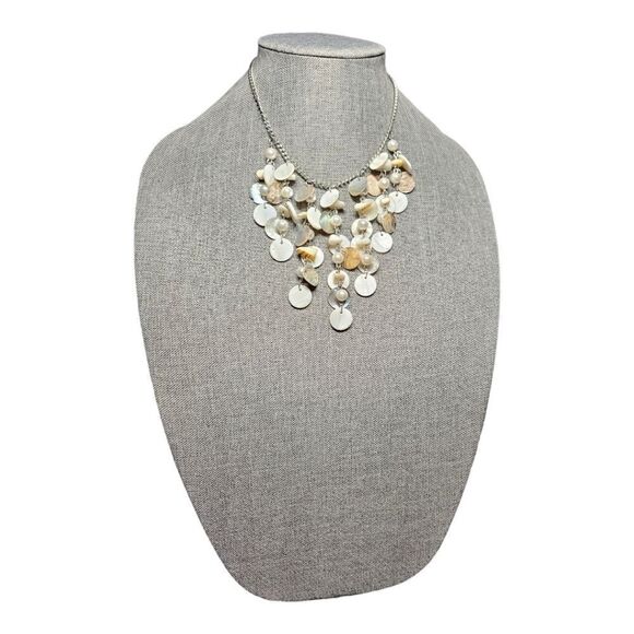 Abalone Aura & Mother of Pearl Disc Cascade Necklace (NWOT) - Picture 8 of 10